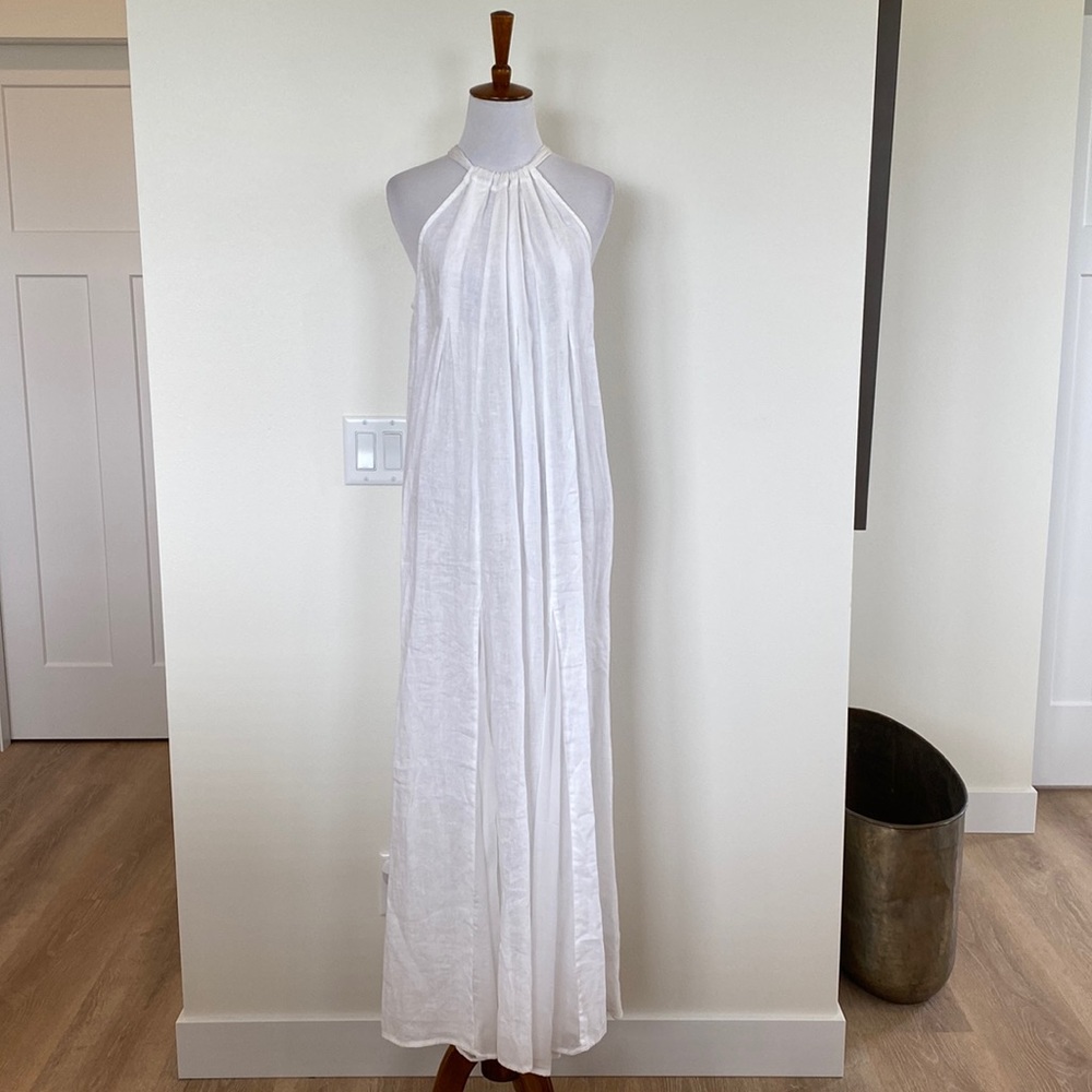 120% Lino white linen dress